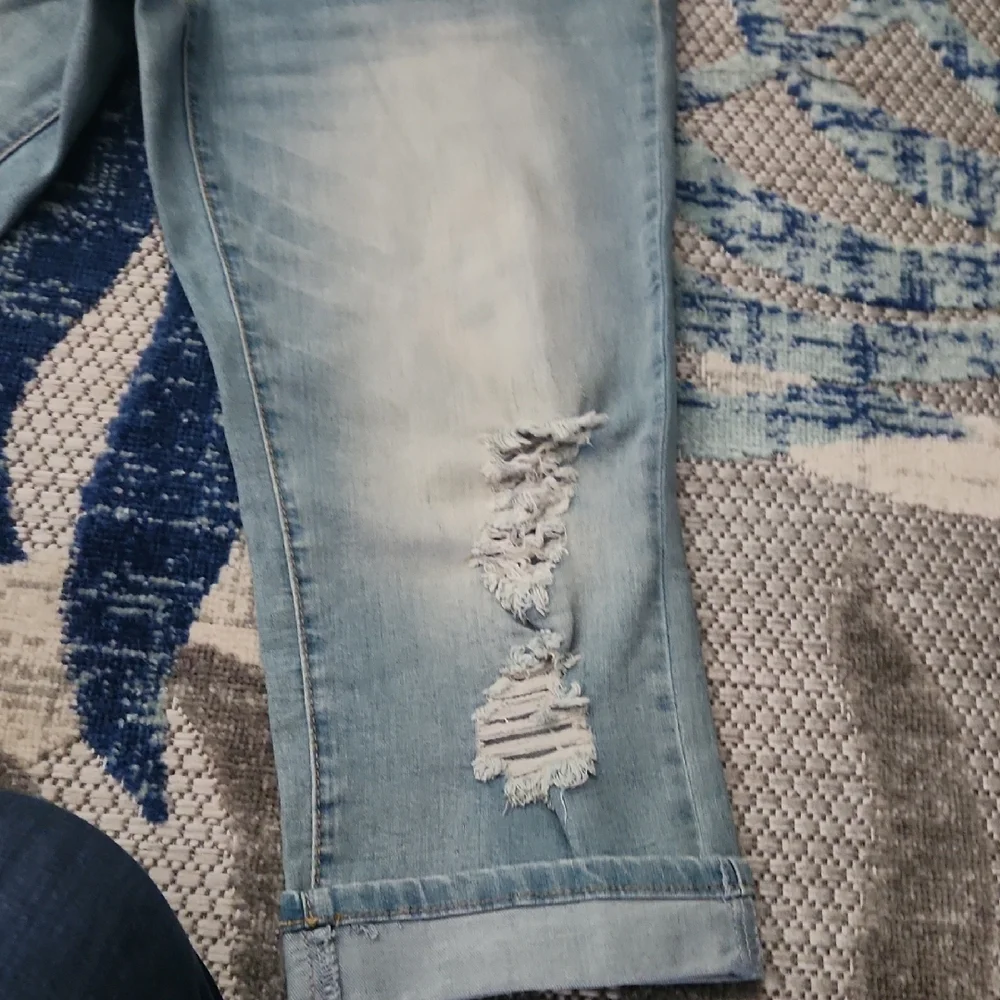 Casual Light Blue Distressed Boyfriend Jeans - Picture 4 of 7